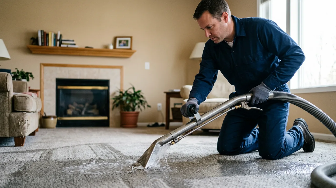 Water damage restoration technician working near Buxton, ME